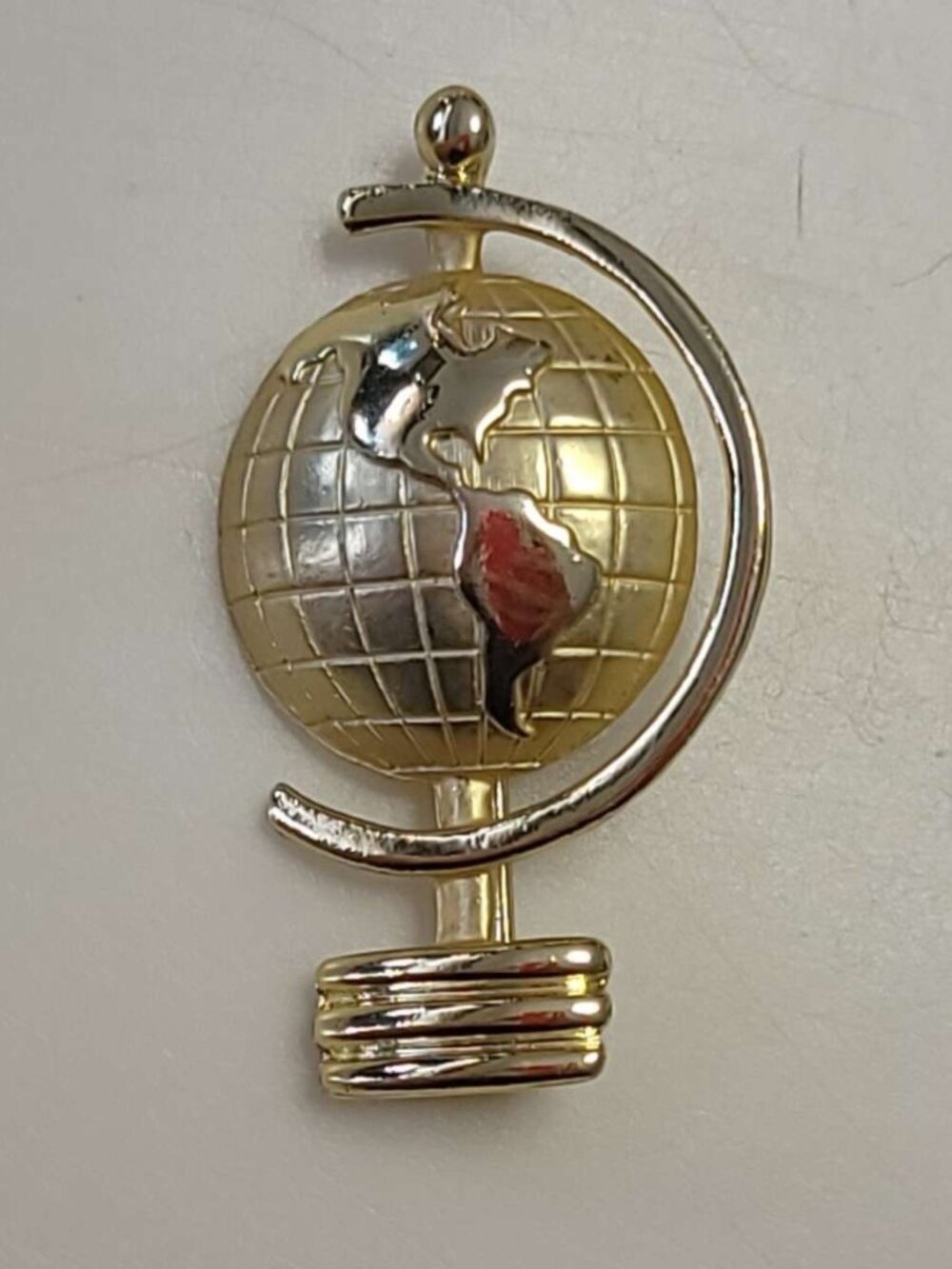 AJC Vintage Gold Globe Lapel Pin Brooch